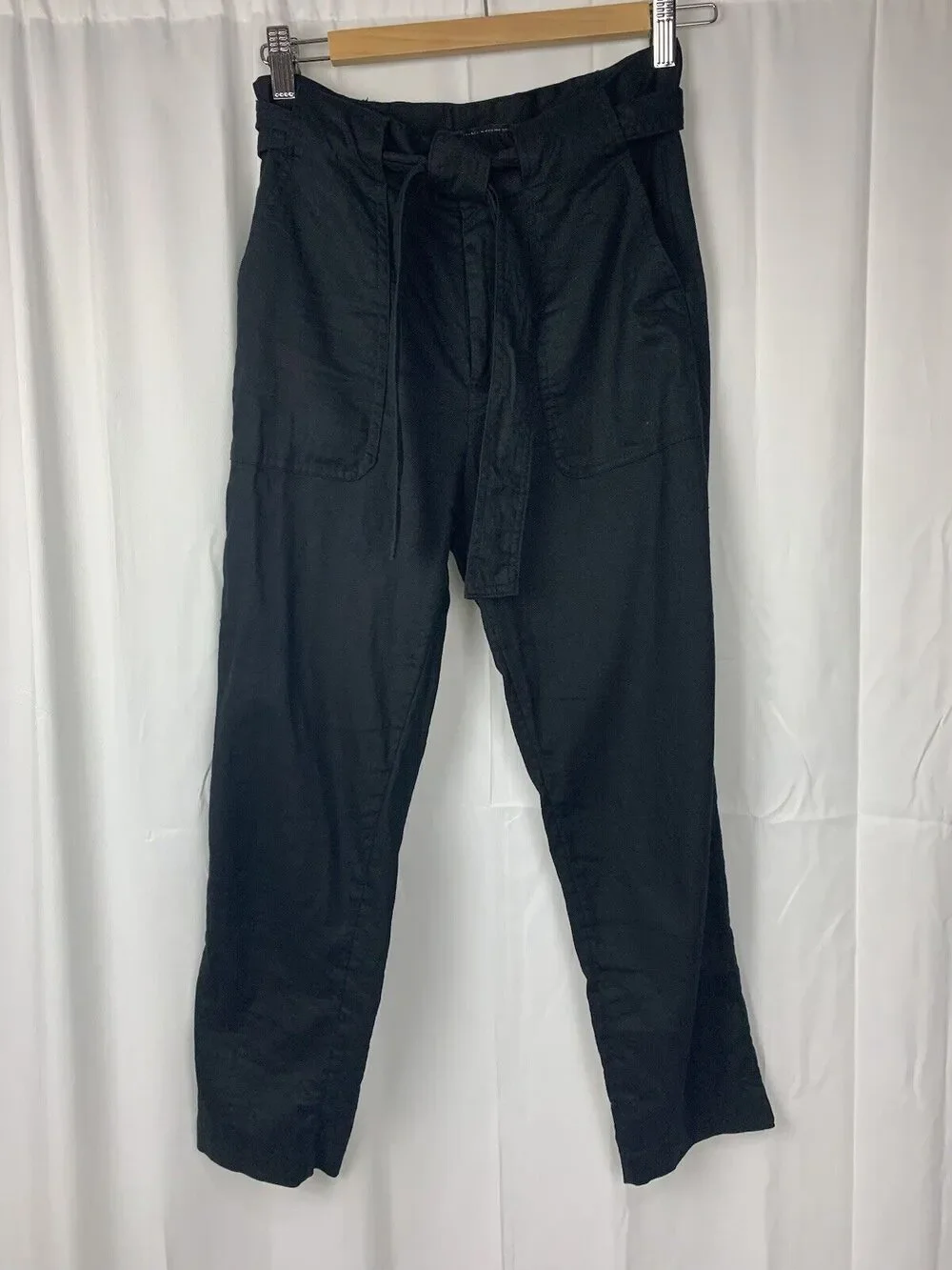 Banana Republic Women’s Linen Cotton Straight Leg High Waist Pants Belt Tie 2P